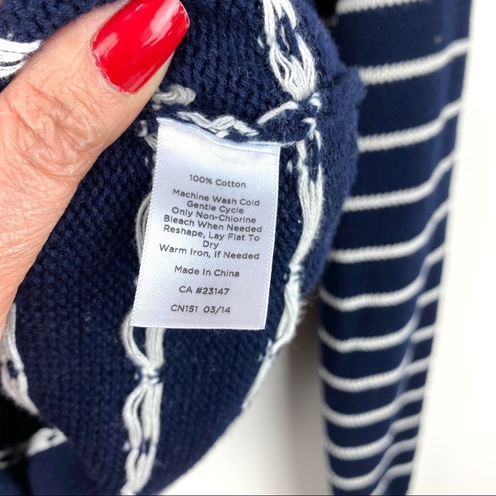 Talbots Knit Nautical Sweater Navy Blue White Size XS Long Sleeves Striped - Picture 6 of 9